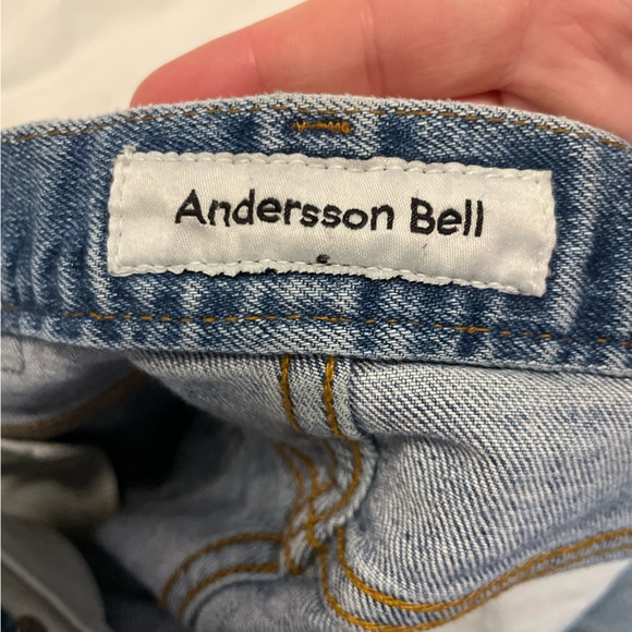 Andersson Bell Unbalance Slip Crop Jeans Medium Wash Blue 25” Waist (apa199w) - Picture 8 of 9